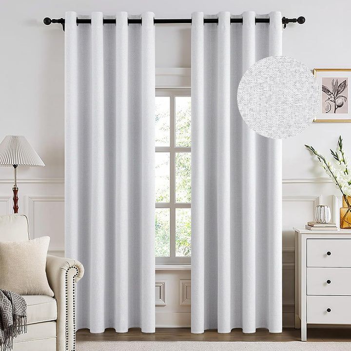 MIULEE Verdunklungsvorhänge mit ösen Gardinen Leinenoptik 2er Set 175 x 140 cm Grau Weiss Vorhang Bl