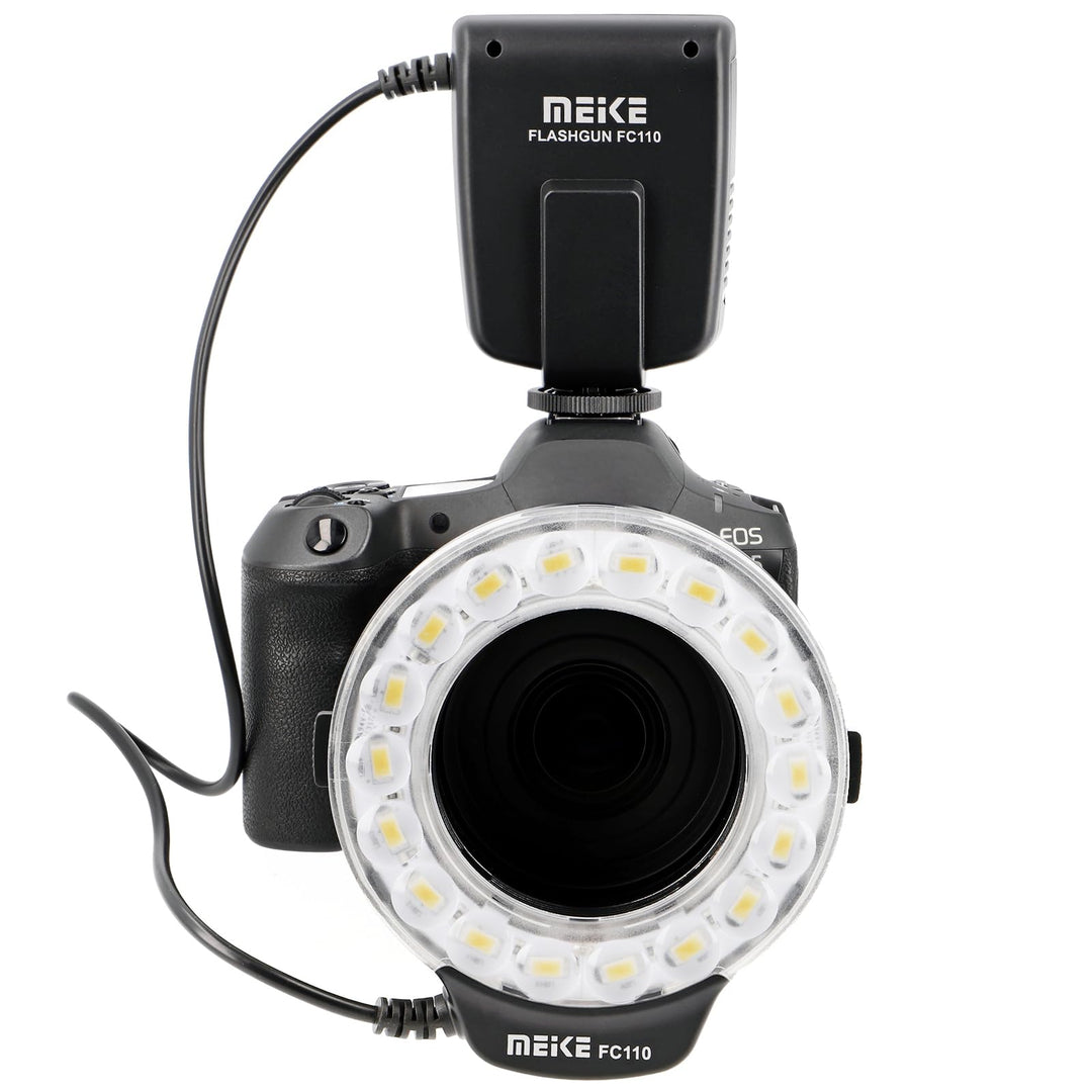 Makro Ringblitz FC-110, Ringleuchte Passend für Canon EOS DSLR, SLR Kameras, Blitz- und Dauerlicht,