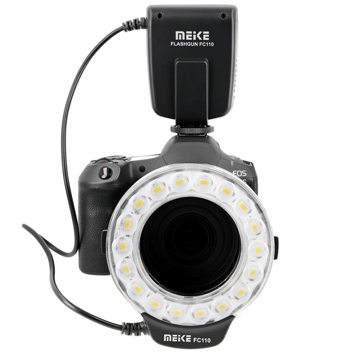 Makro Ringblitz FC-110, Ringleuchte Passend für Canon EOS DSLR, SLR Kameras, Blitz- und Dauerlicht,