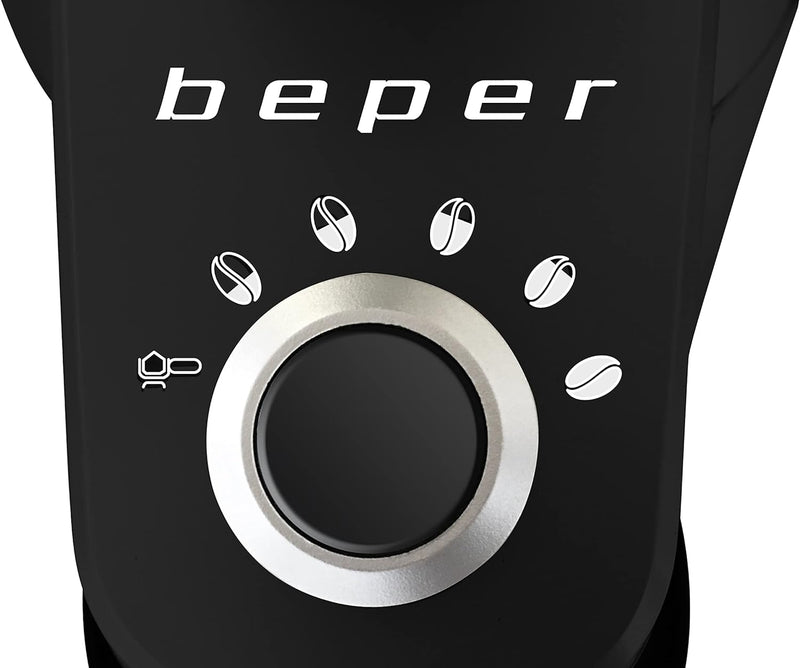 BEPER BP.580, Profi-Druck-Kaffeemühle, 15 Mahlgrade, Mahlgradeinstellung, Sicherheitssystem, inkl. R
