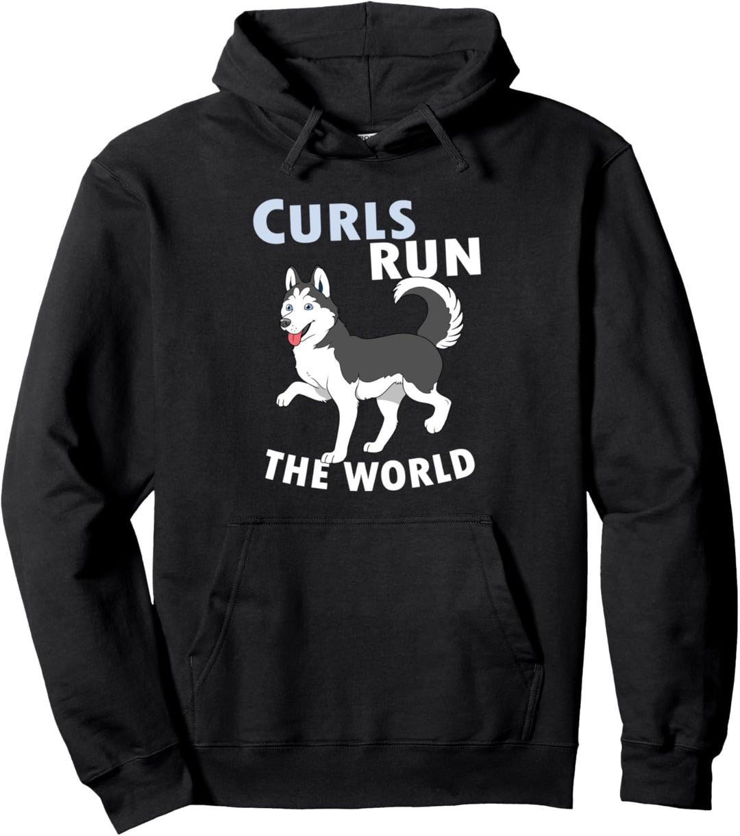 Coole Husky Geschenk Husky Curls Run Die Welt Pullover Hoodie