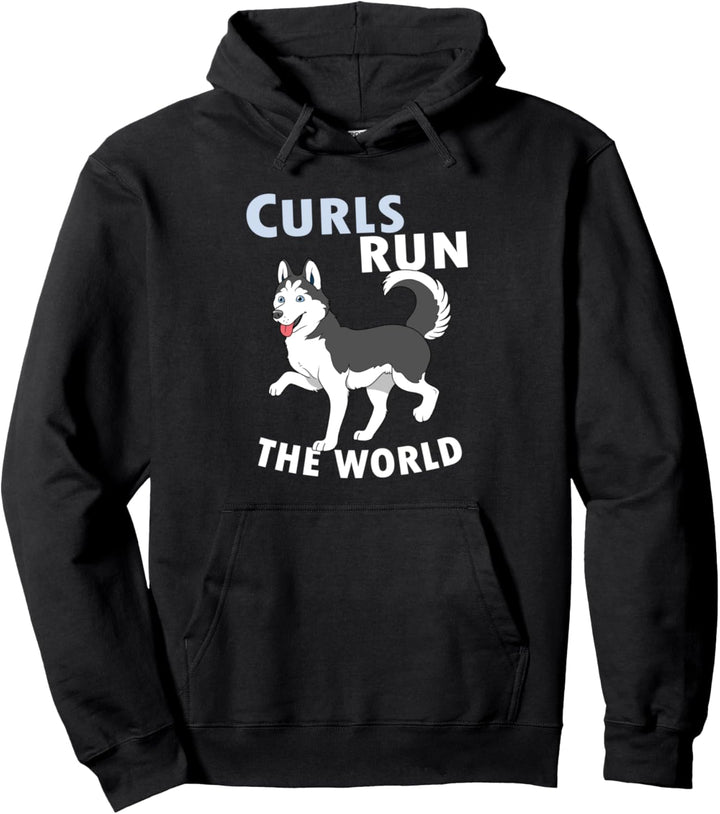 Coole Husky Geschenk Husky Curls Run Die Welt Pullover Hoodie