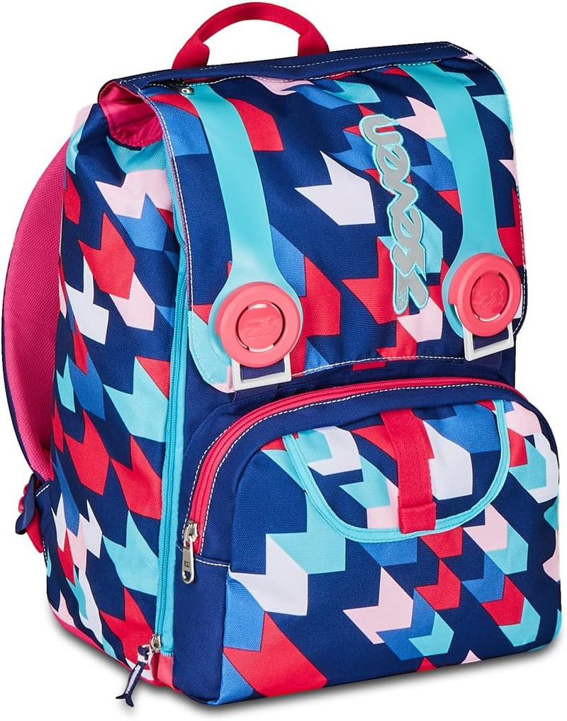 Seven Big Cherish Schulrucksack, faltbar, Blau/Rosa, ausziehbar, 28 l