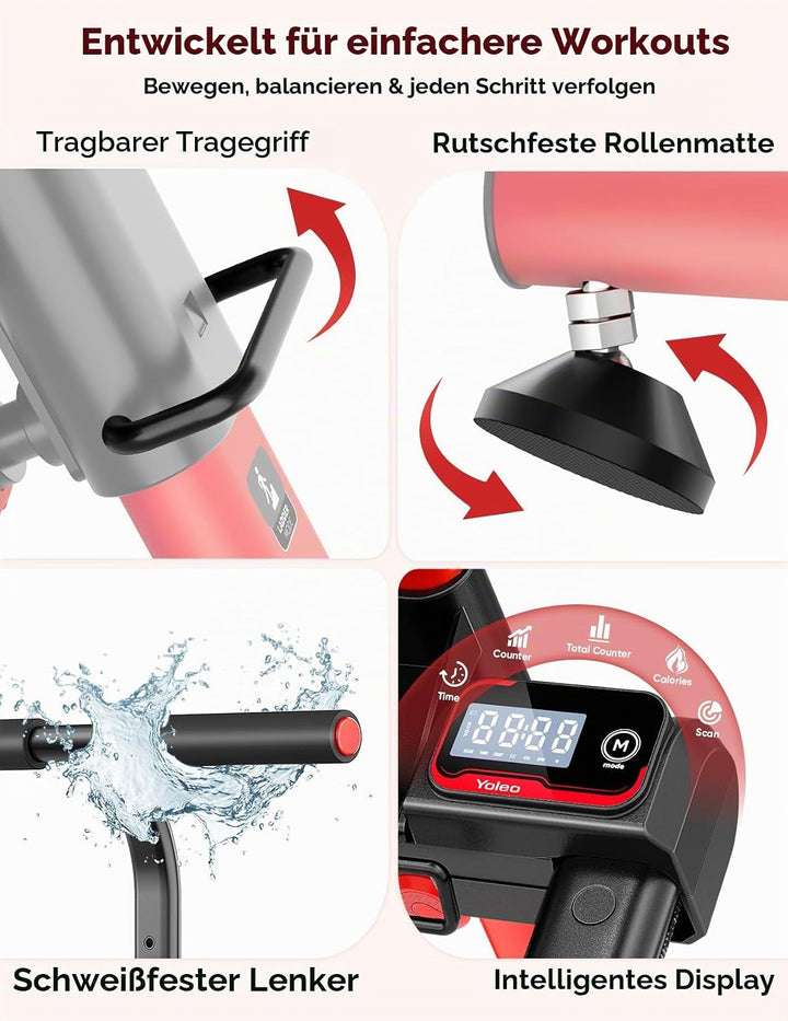 Treppenstepper Trainingsgerät, Verstellbarer Treppensteiger mit 3 Workout-Modi, klappbarer Cardio-St