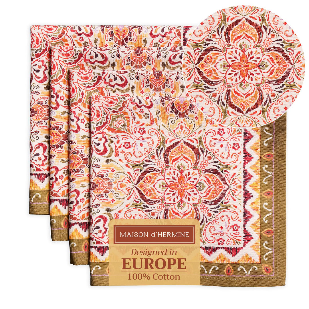 Maison d' Hermine Stoffservietten 4er Set aus 100% Baumwolle Wiederverwendbare Stoffservietten Weihn