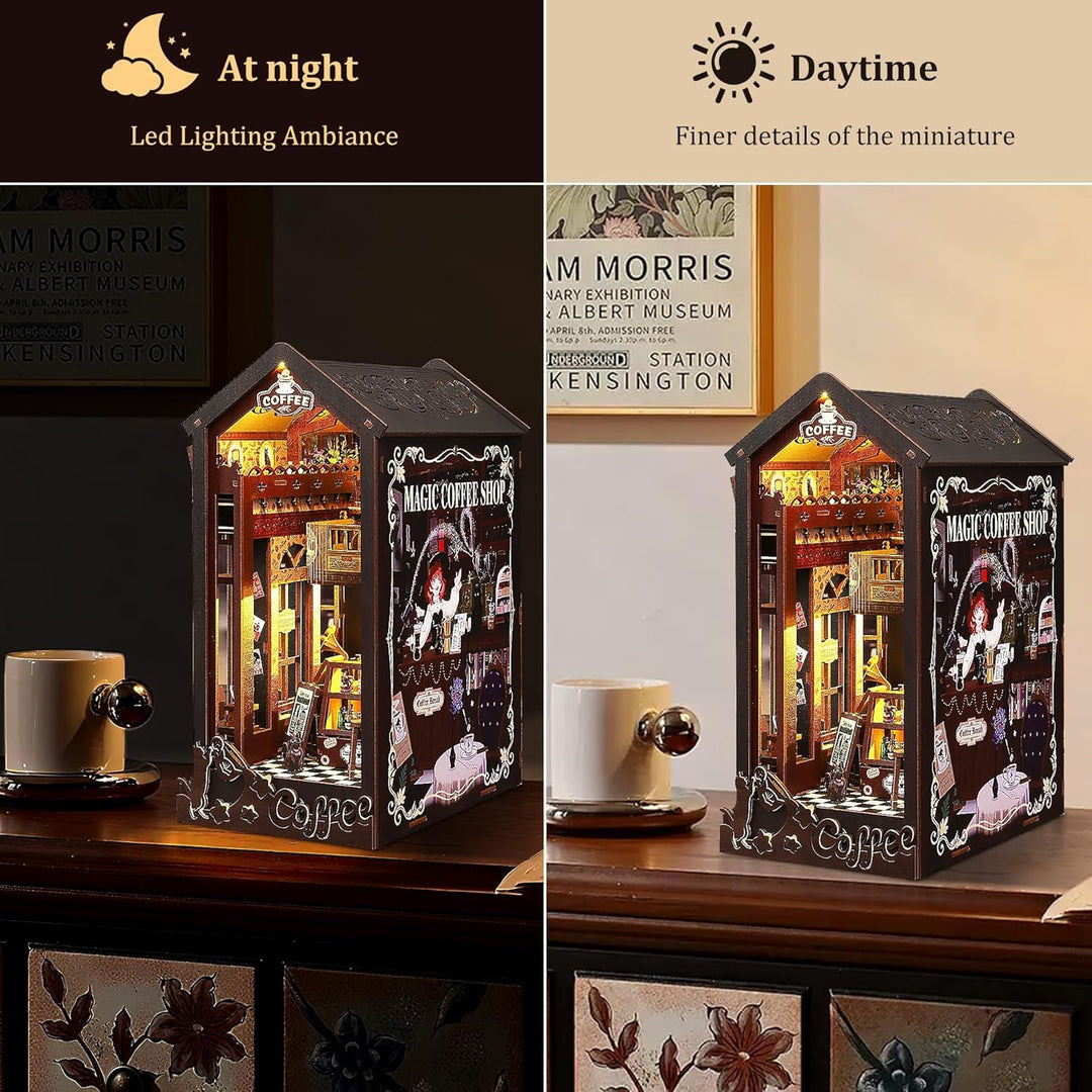 Book Nook Kit für Erwachsene: LUMYCE Holzpuzzle DIY Miniatur Haus 3D Puppenhaus - Buchstütze für Büc
