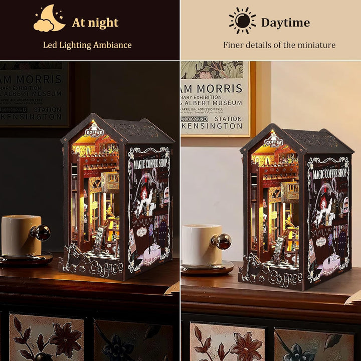 Book Nook Kit für Erwachsene: LUMYCE Holzpuzzle DIY Miniatur Haus 3D Puppenhaus - Buchstütze für Büc