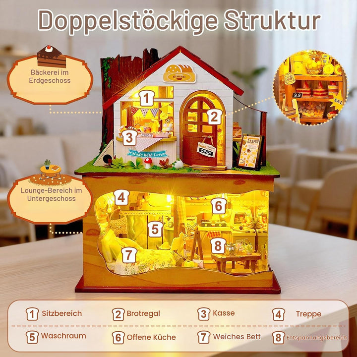 Cuteefun DIY Miniatur Puppenhaus Kit zum BAU Miniatur Haus mit Staubschutzhaube und Werkzeugen Selbe