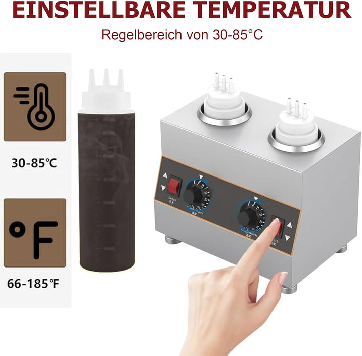 Kommerzieller Elektrischer Sossenwärmer mit mit 2*650-ml-Quetschflasche, kommerzieller elektrischer