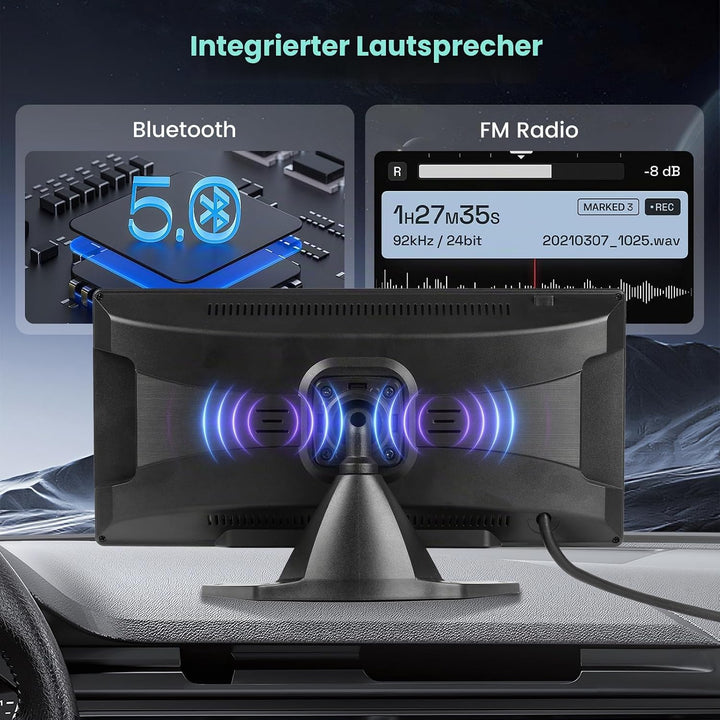 Hodozzy Rückfahrkamera Monitor 2 Kameras Wireless Carplay Android Auto,10,36 Zoll HD IPS Touch Scree