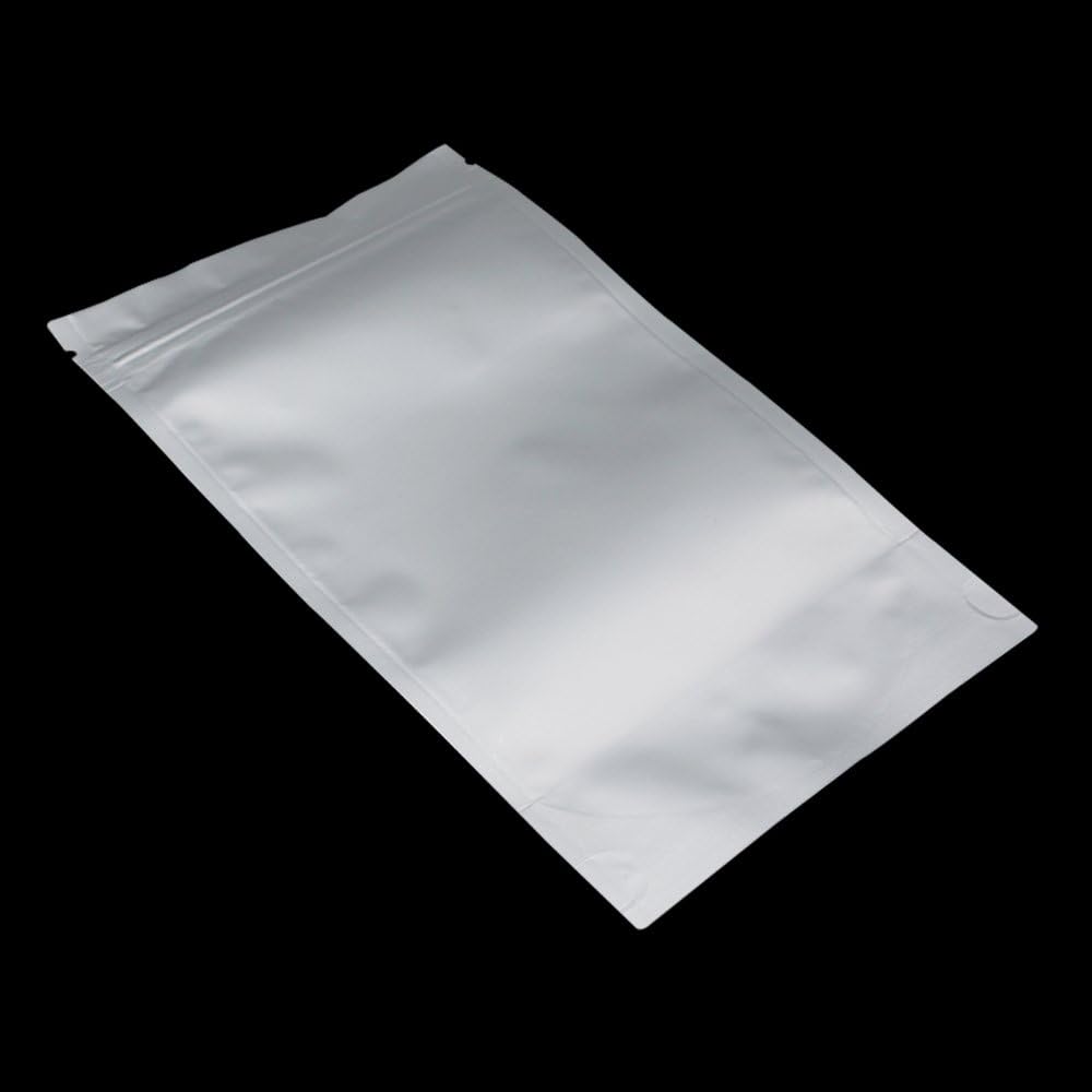 50 Stück Silber Reine Aluminiumfolie Stand Up Mylar Bags Lebensmittelaufbewahrung Reissverschlussbeu