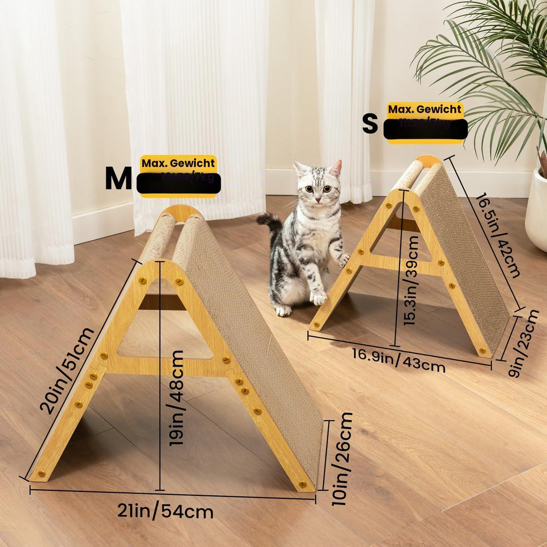Conlun 2-in-1 Kratzbrett in A-Form für Mittelgrosse Katzen bis 7 kg, Stehend & Flach Nutzbares Katze