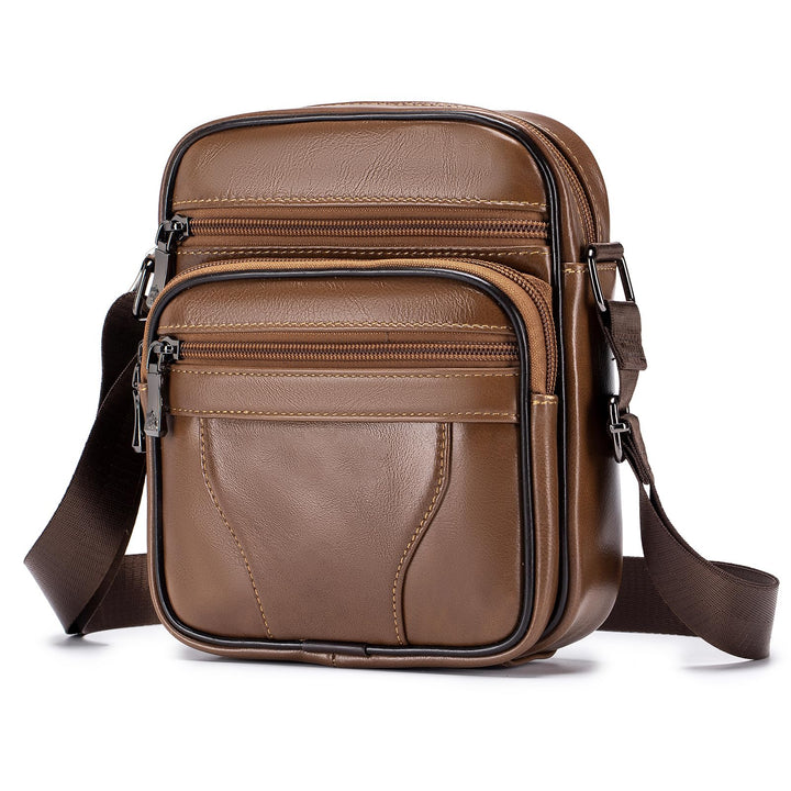 SPAHER Umhängetasche Herren Klein, Schultertasche Leder Vintage Braun Herrentasche zum Umhängen Cros