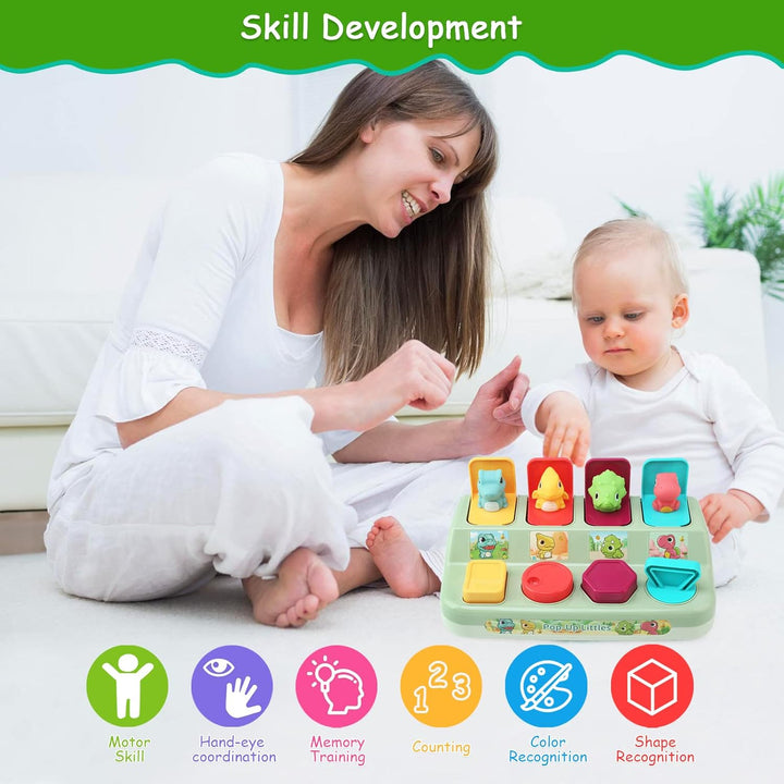 LEADSTAR Baby Spielzeug Motorikspielzeug, Pop Up Activity Spielzeug mit Dinosaurier, Lernspielzeug m