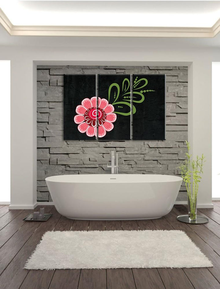 Pixxprint Hübsche rosa Blume als Leinwandbild/Grösse: 3 Teilig (120x80) cm/Wandbild/Kunstdruck/ferti