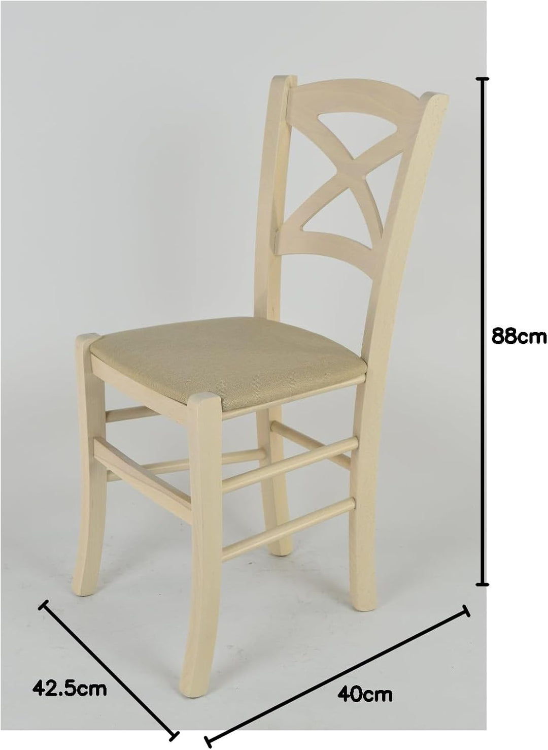 TM C S Tommychairs Klassischer Cross Stuhl für Küche, Bar, Esszimmer, mit Gestell aus Buchenholz lac