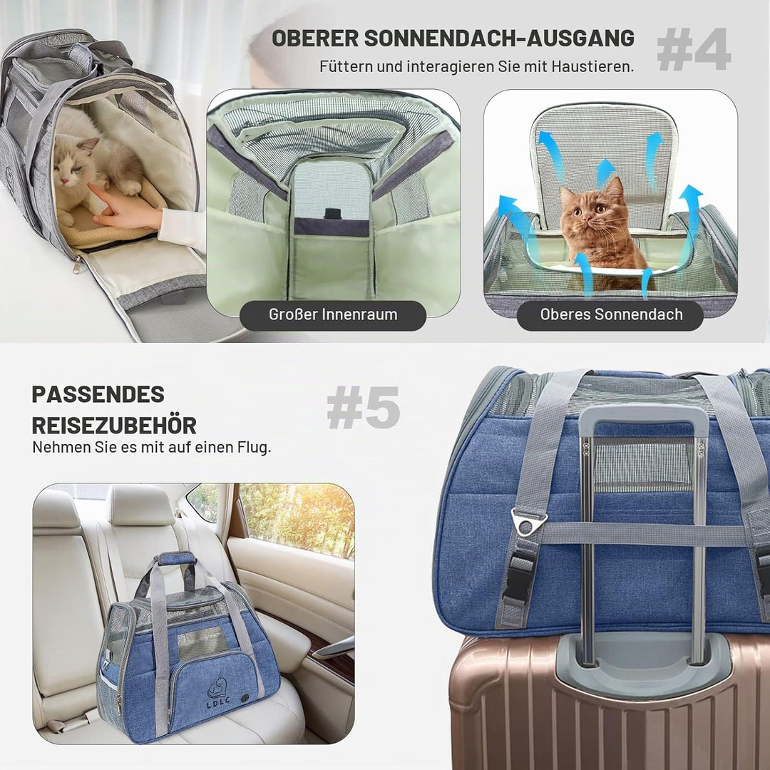 PETCUTE Hundetransportbox,Atmungsaktive Katzen Tragetasche Katze transportbox Tragetaschen mit Weich