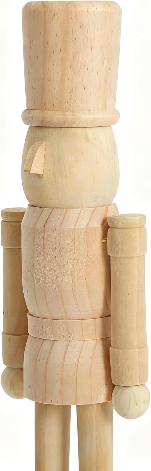 PE Nussknacker Holzfigur Unbemalt 38 cm - Grosses DIY Bastelset zum Bemalen, Holzrohling Soldat Figu