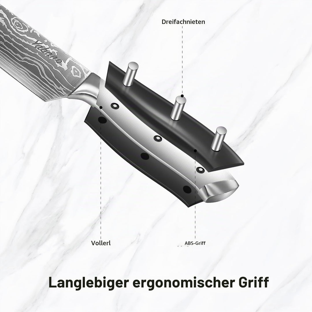 Yabano Messerblock Set, 14-teilig Küchenmesserset Edelstahl, Messer Set mit Holzblock und integriert