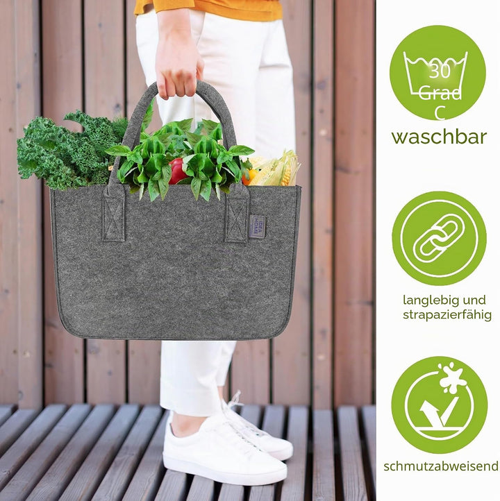 IDEA HOME Filztasche 2 Stücke Shopper Gross-30 Liter Einkaufstasche XXL Zusammenklappbar Einkaufskor