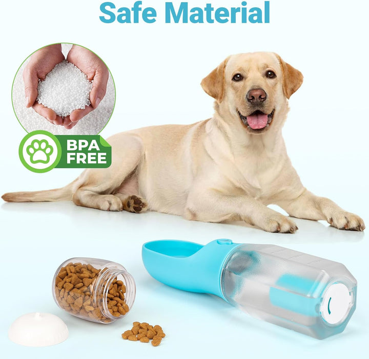 Zivacate Hunde Trinkflasche 600 ML Multifunktion Tragbare Hundetrinkflasche für unterwegs mit 100g F