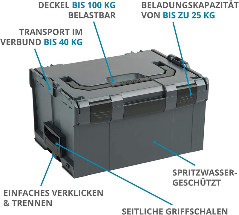 Werkzeugkoffer leer | 2x Bosch Sortimo L BOX 238 | Sortimentskasten Kunststoff Gross | Werkzeugkiste