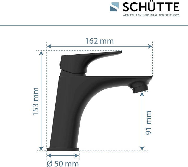 SCHÜTTE 33216 BOSTON Wasserhahn Bad Schwarz Matt, Waschtischarmatur, Mischbatterie Waschbecken Black