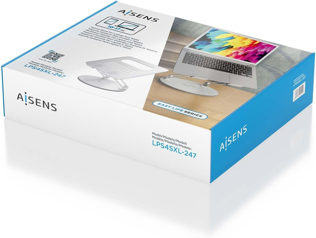 AISENS XL-Tischhalterung, drehbar, verstellbar, für Tablet 10/17 Zoll, silberfarben