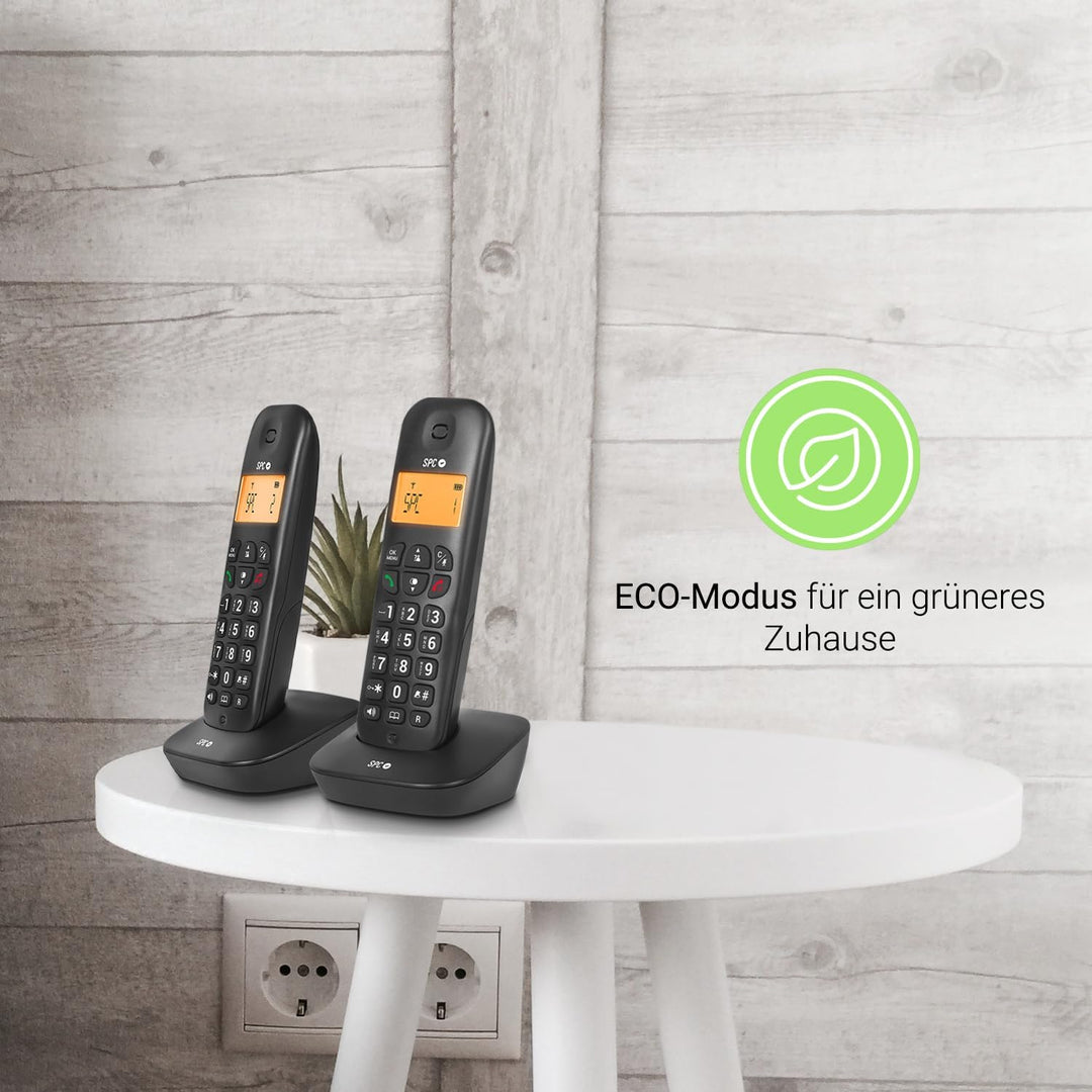 SPC Air Pro Duo – Schnurloses Festnetztelefon DÚO mit beleuchtetem Display, Anrufer-ID, Freisprechei