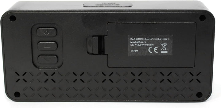 Atlanta Funkwecker Digital-Wecker LCD Snooze Licht Lautlos Ohne Ticken 3 Weckzeiten Alarme Schwarz -