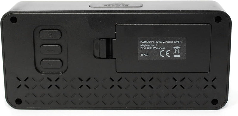 Atlanta Funkwecker Digital-Wecker LCD Snooze Licht Lautlos Ohne Ticken 3 Weckzeiten Alarme Schwarz -