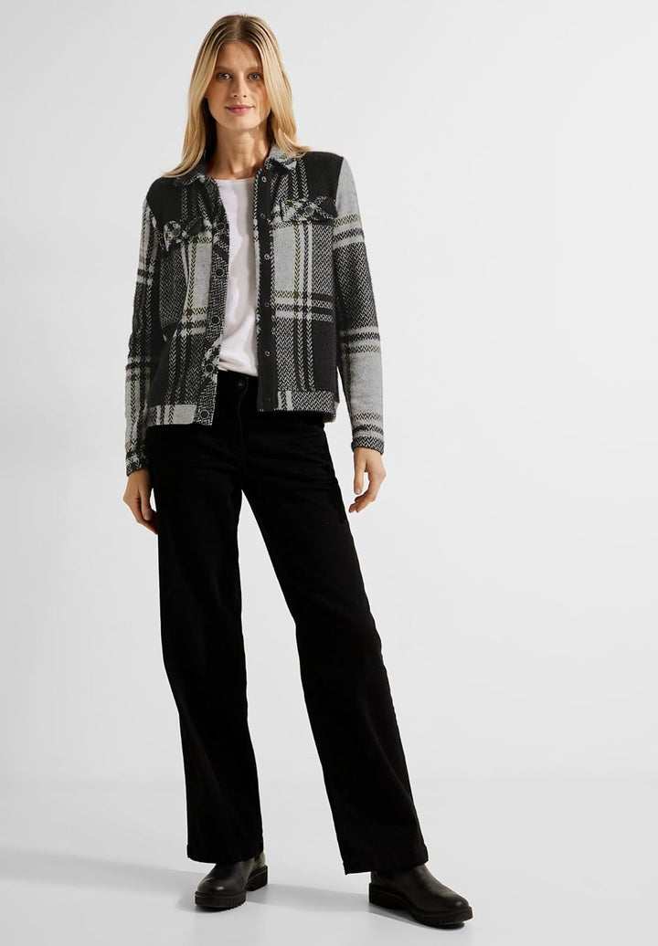 Cecil Damen Jacquard Jacke Kariert S Schwarz, S Schwarz