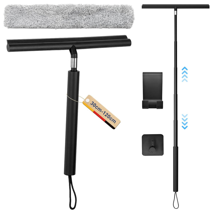 Duschabzieher Langer Stiel, 30-120cm Verstellbarer Wasserschieber Silikon Bodenabzieher mit Halterun