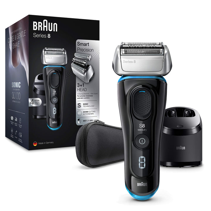 Braun Series 8 Rasierer Herren mit 3+1 Scherkopf, Elektrorasierer & Trimmer für Präzision, Reinigung