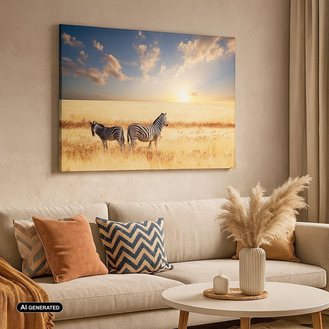 Bilder auf Leinwand Zebra tier gestreift savanne Leinwandbild 70x50cm Wandbilder Dekoration Wohnzimm
