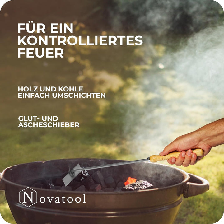 Aschekratzer mit Holzgriff Schürhaken Kohleschieber Feuerkratzer Glutschieber Kaminzubehör Kaminbest