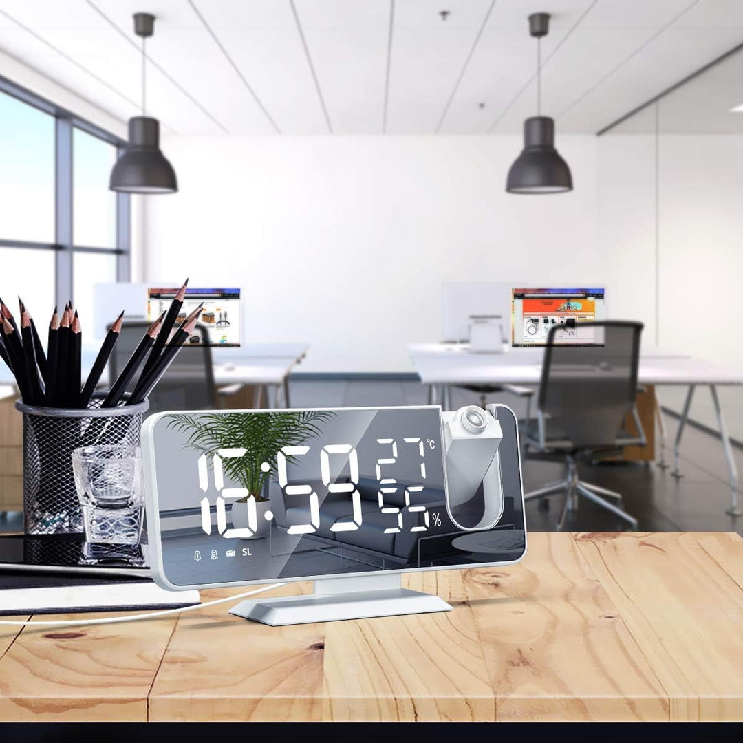 EVILTO Projektionswecker 180° Decke – Digitaluhr elektrisch Snooze-Funktion 12/24 Stunden Lautstärke
