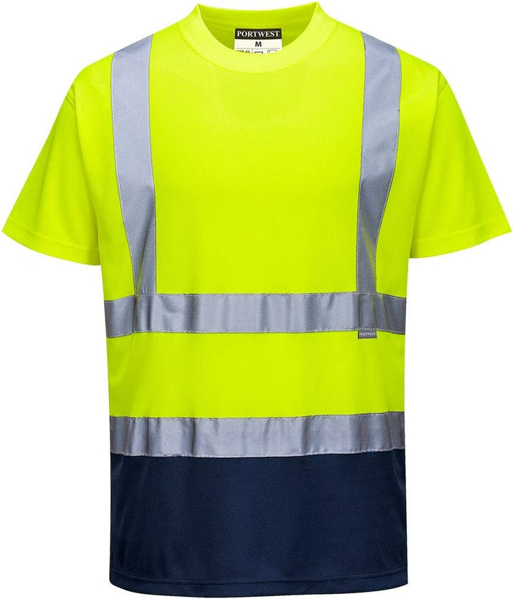 Portwest Zweifarbiges Warnschutz T-Shirt, Grösse: 6XL, Farbe: Gelb/Marine, S378YNR6XL 6XL Gelb / Mar