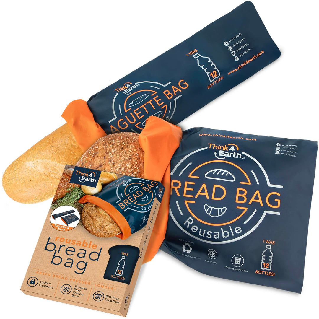 Think4earth – Gemischtes Set Brot-/Baguettebeutel Blau Brot- und Baguette-Beutelpackung, Blau Brot-