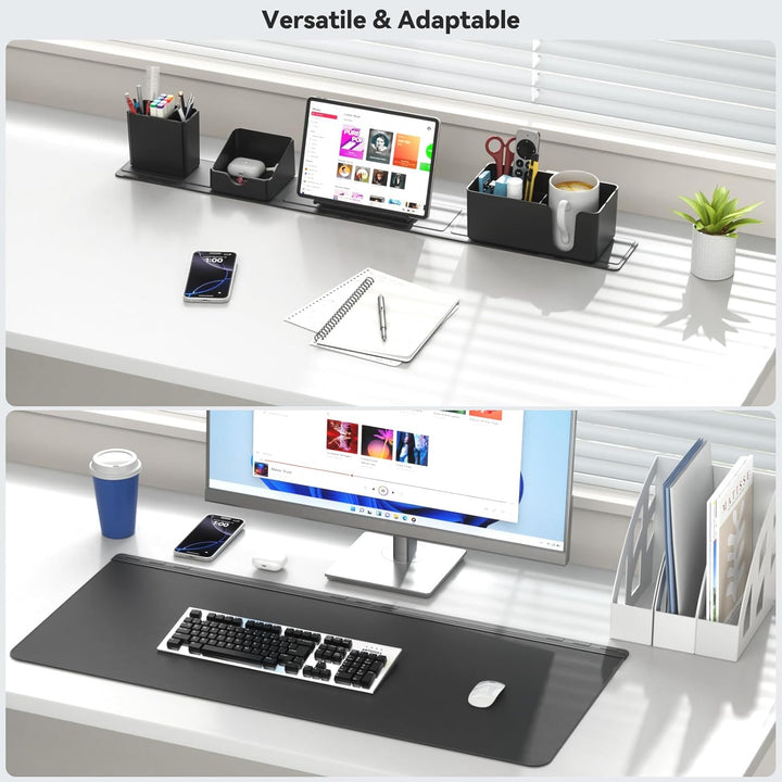 KDD Rutchfeste Schreibtischunterlage Schwarz mit Magnetisch Organizer Set, 5 in 1 Gaming Mauspad & D
