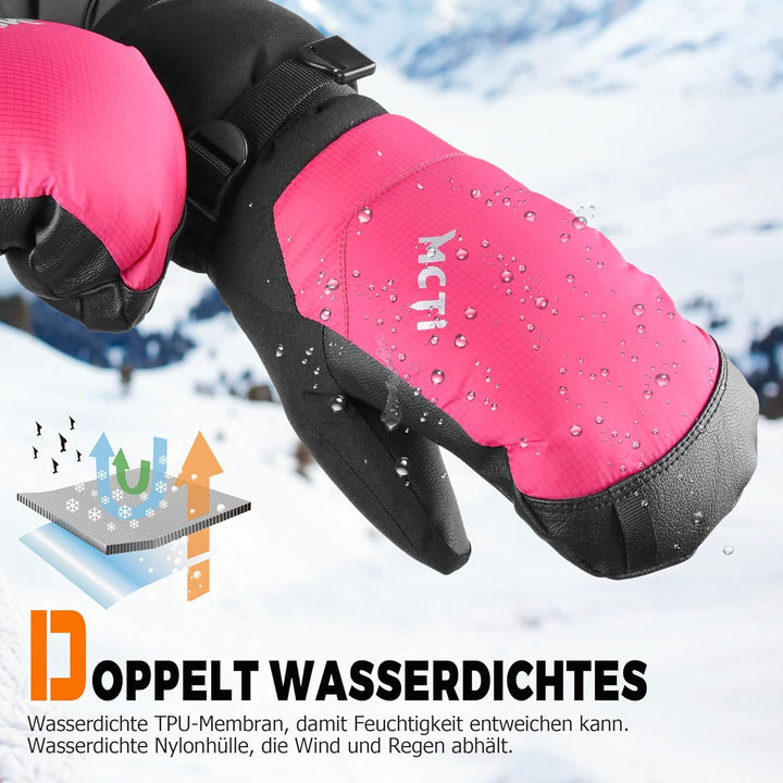 Kineed Ski Fäustlinge Winter Daunenhandschuhe Fausthandschuhe Skihandschuhe Schnee Wasserdicht Touch