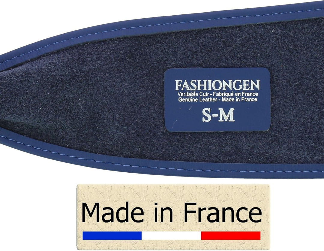 FASHIONGEN - Echtem Rindsleder Vollnarbenleder Obi Gürtel für Damen, Bindgürtel, CASSIANE Blau S-M,