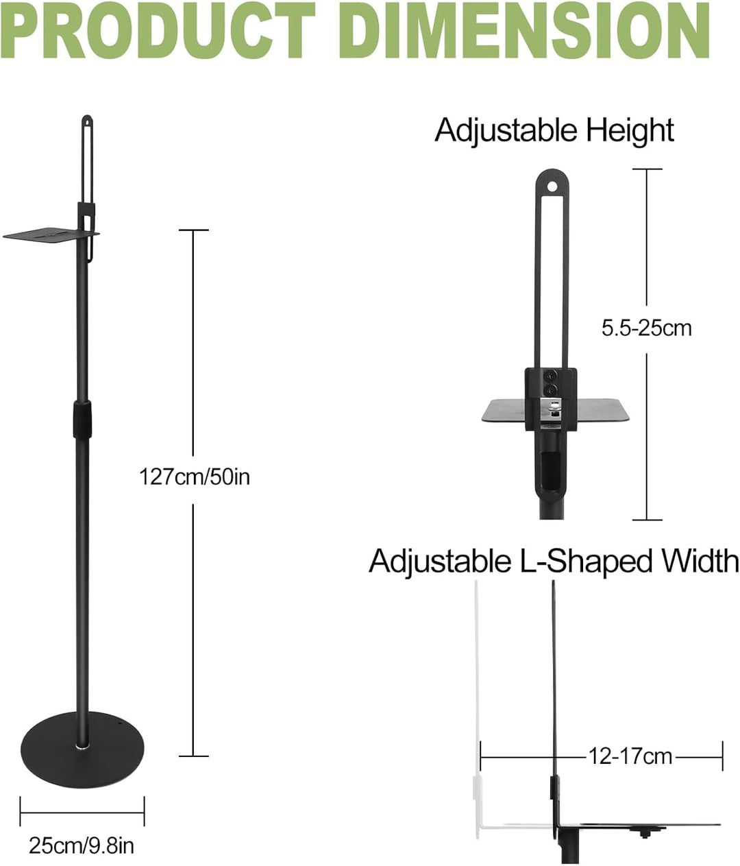 Lautsprecherständer Höhenverstellbar für Lautsprecher bis zu 73-140 cm Boxenständer,2er-Set Bodenstä
