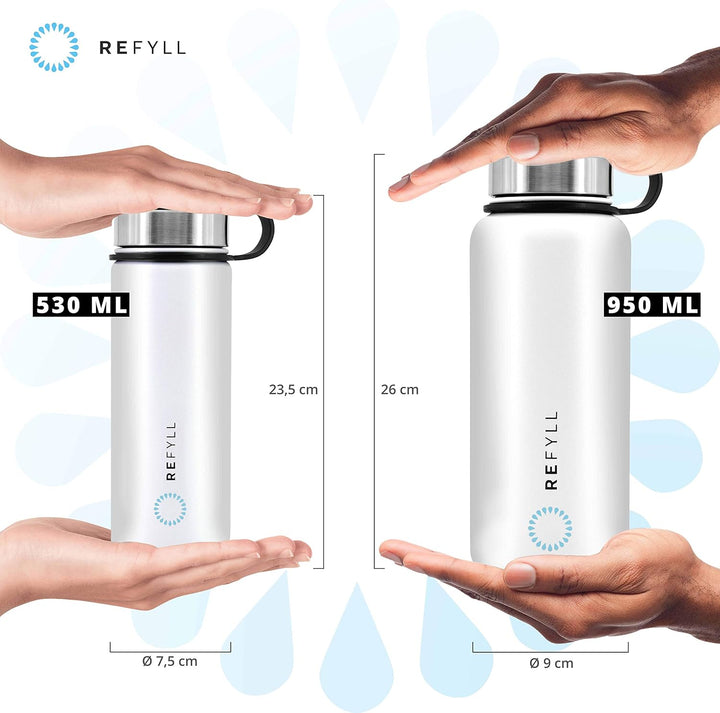 REFYLL Trinkflasche Edelstahl “easyFYLL” 1000ml I Premium Thermoflasche für Wandern, Fitness, Fahrra