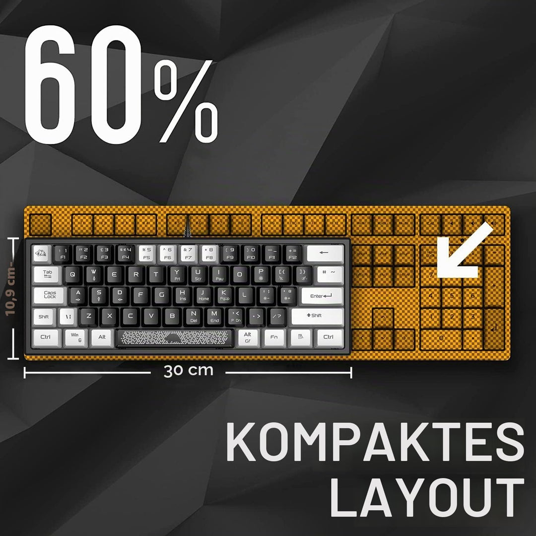 Mini 60% Gaming-Tastatur, Membran Game Keyboard mit Halbmechanisch Tasten, Optical RGB-Chroma-Backli