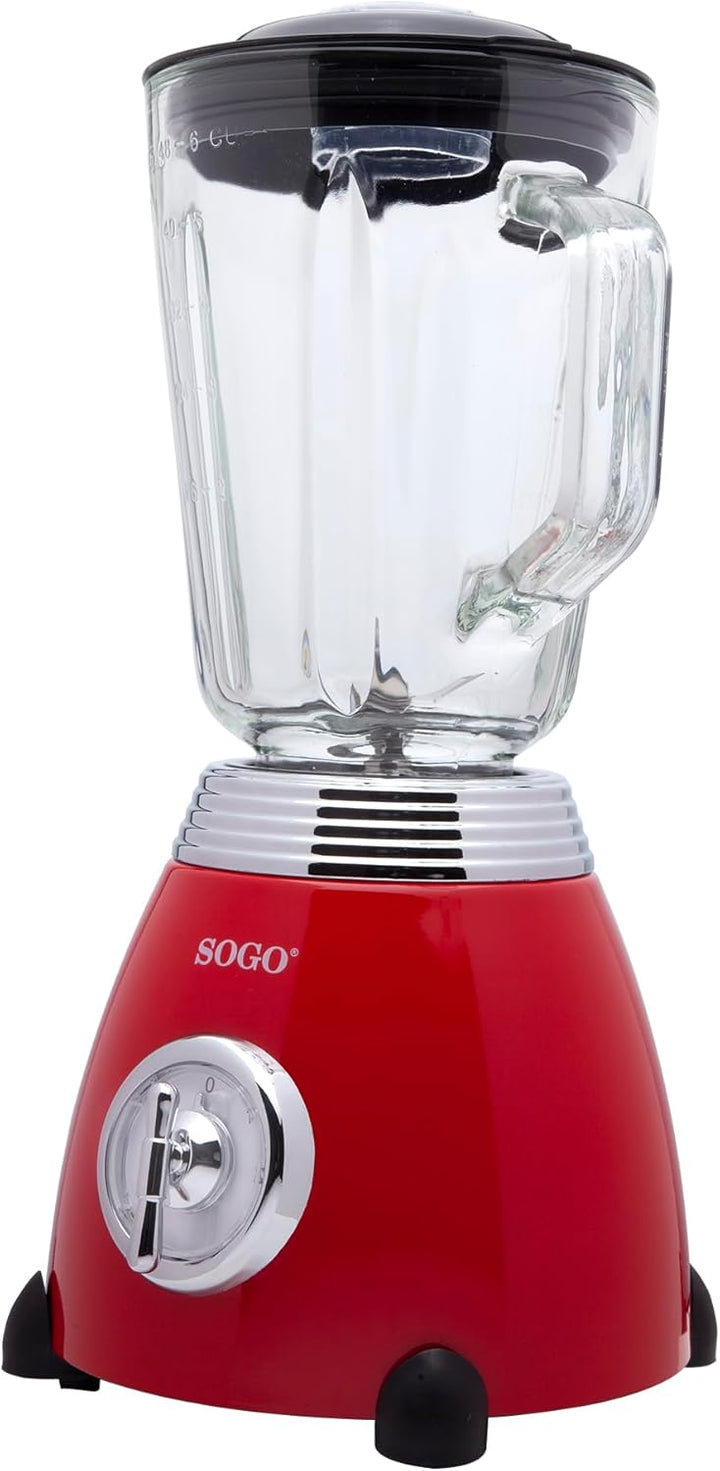 Sogo Retro Vintage Edelstahl und Emaille (rot, Mixer, 500 W) Rot Standmixer, 500 W, Rot Standmixer,