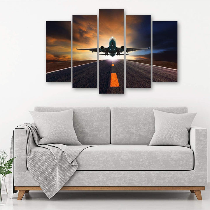 Feeby Bilder Flugzeug Transport XXL 5-Teilig Typ A 100x70 cm 1 Teilig Wohnzimmer Schlafzimmer Büro F