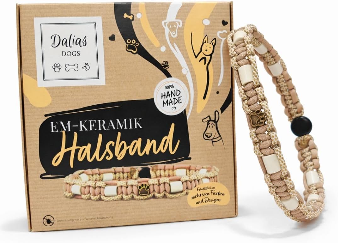EM-Keramik-Halsband für Hunde &amp; Katzen - Massanfertigung EM-Band Original US-Paracord (61-70 cm, Bei
