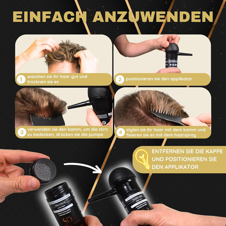 Streuhaar Salvathor Duran 25 g – 3er Set (Hair Fiber + Applicator + Kamm) | Hair Fiber Spray & Thick