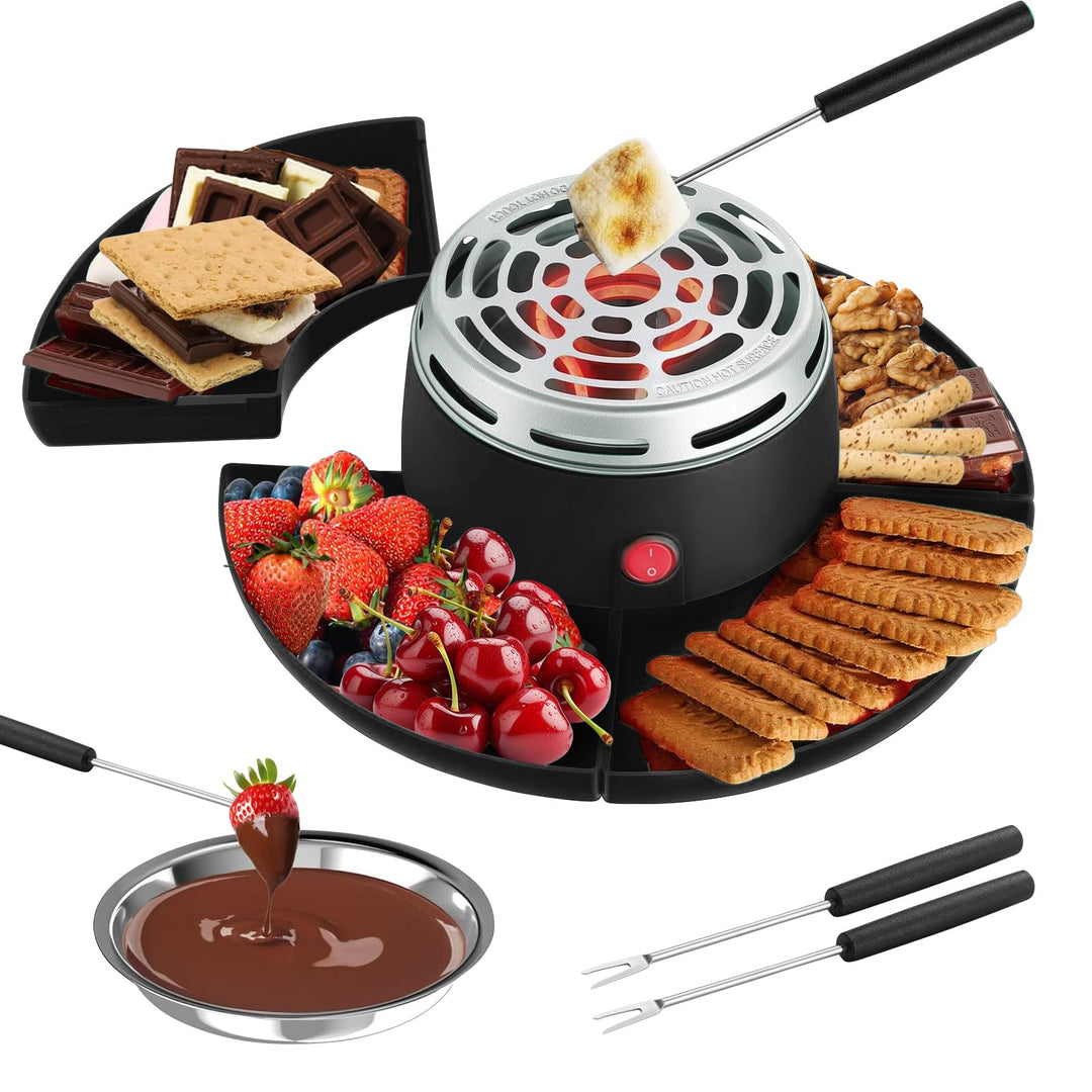 2-in-1 S'Mores Maker & Schokoladenfondue-Set, Elektrischer Marshmallow-Röster mit Temperaturregelung